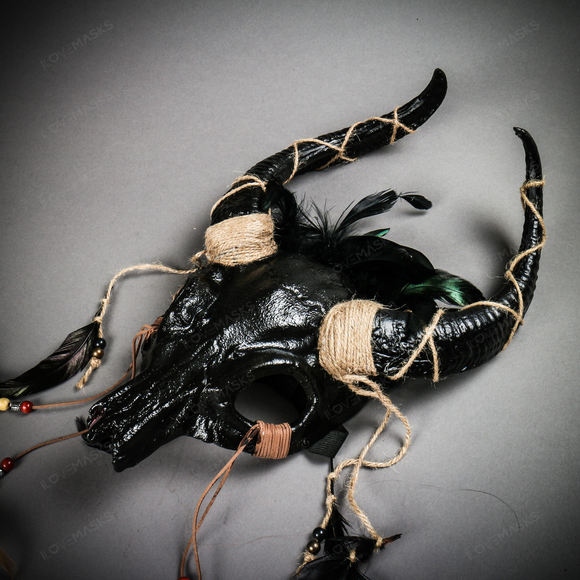 Antelope Devil Horns Animal Skull Ghost Masquerade Mask - Black - Picture 4 of 10